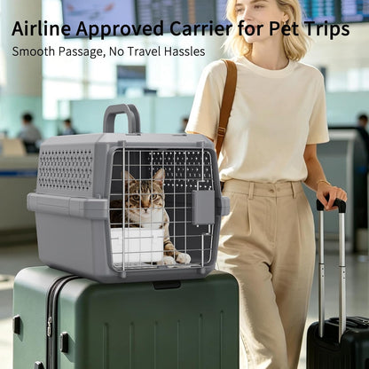 Airline-Approved Pet Carrier: Hard-Sided Crate for Cats & Dogs