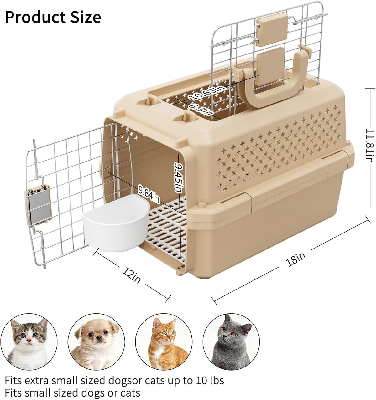 Airline-Approved Pet Carrier: Hard-Sided Crate for Cats & Dogs