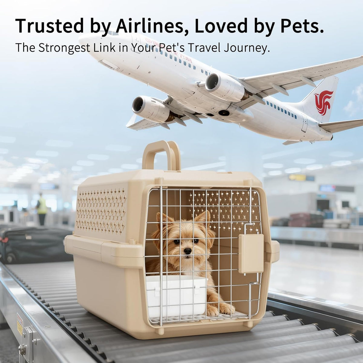 Airline-Approved Pet Carrier: Hard-Sided Crate for Cats & Dogs