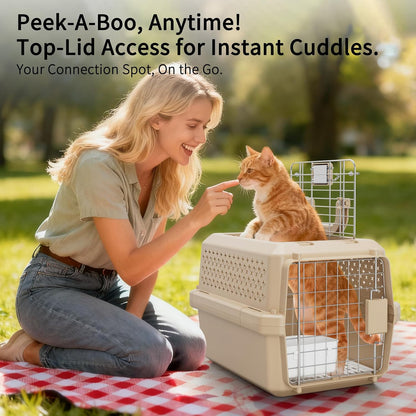 Airline-Approved Pet Carrier: Hard-Sided Crate for Cats & Dogs
