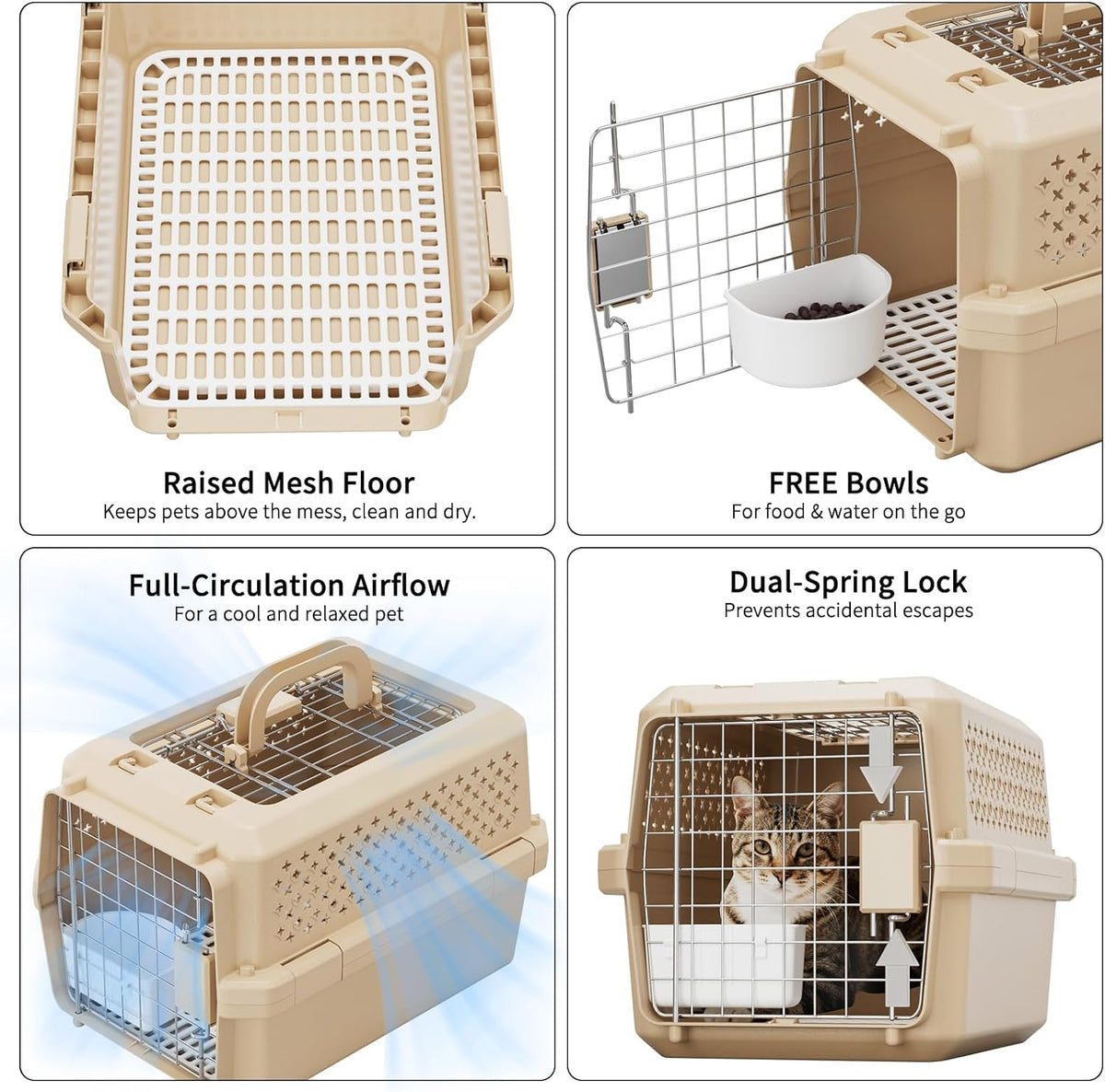 Airline-Approved Pet Carrier: Hard-Sided Crate for Cats & Dogs
