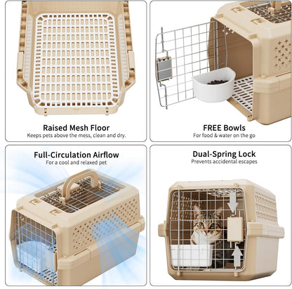Airline-Approved Pet Carrier: Hard-Sided Crate for Cats & Dogs