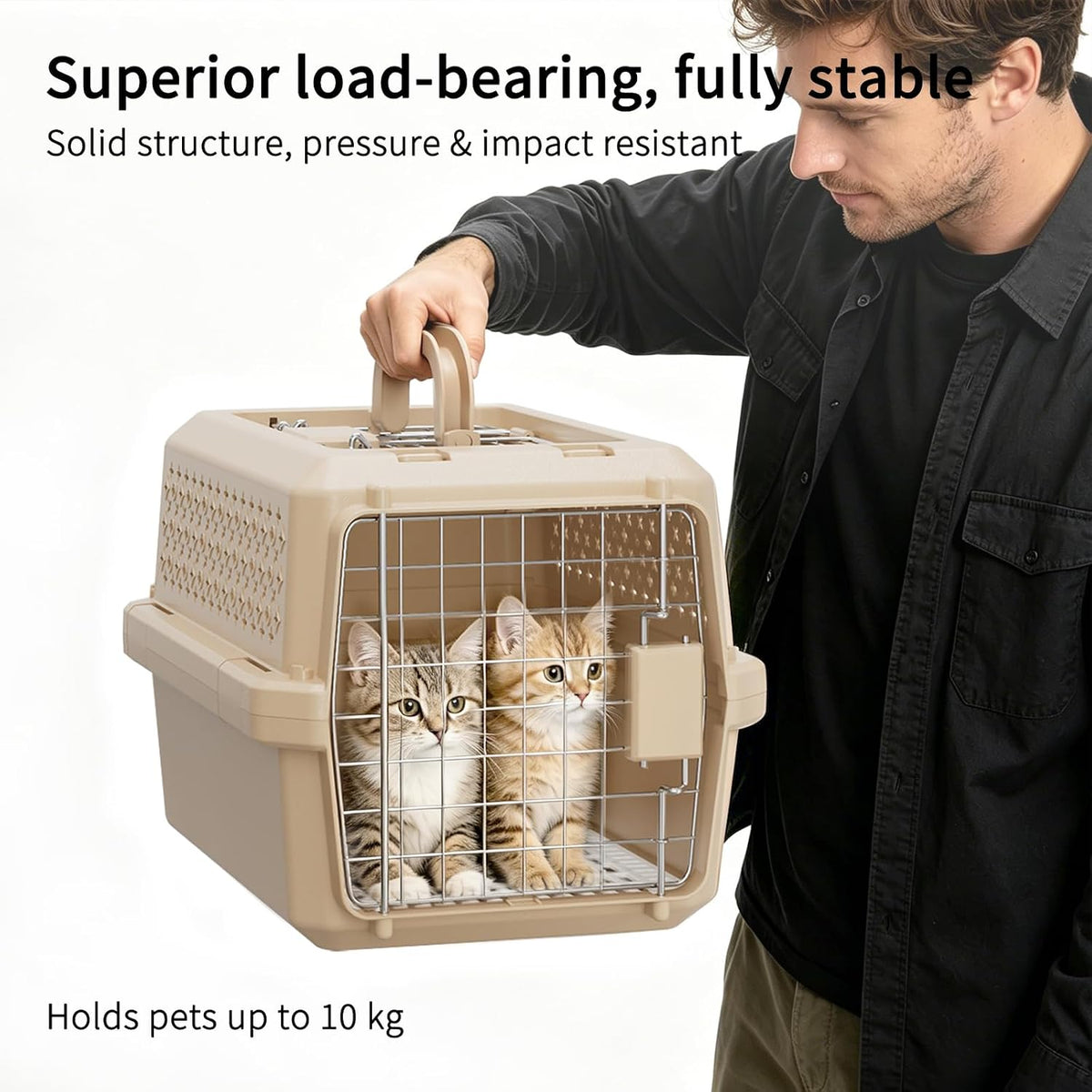 Airline-Approved Pet Carrier: Hard-Sided Crate for Cats & Dogs