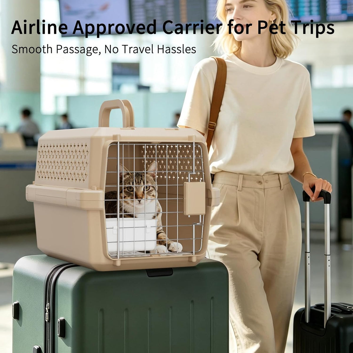 Airline-Approved Pet Carrier: Hard-Sided Crate for Cats & Dogs