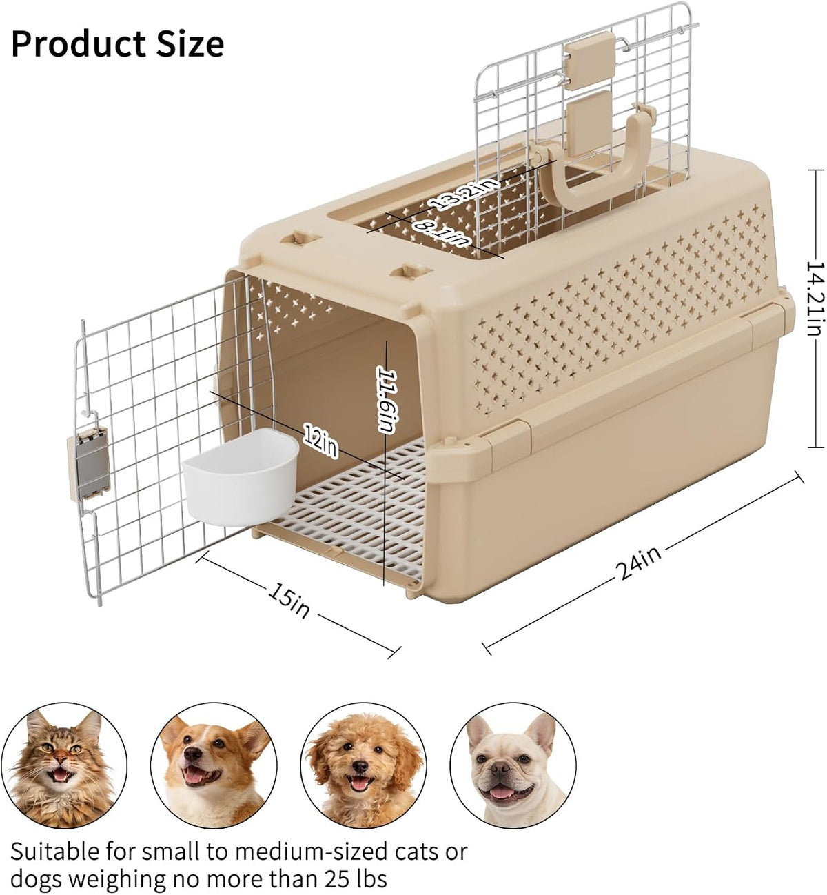 Airline-Approved Pet Carrier: Hard-Sided Crate for Cats & Dogs