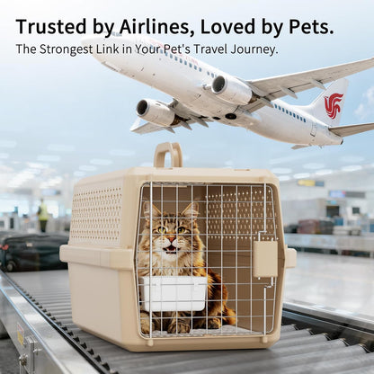 Airline-Approved Pet Carrier: Hard-Sided Crate for Cats & Dogs
