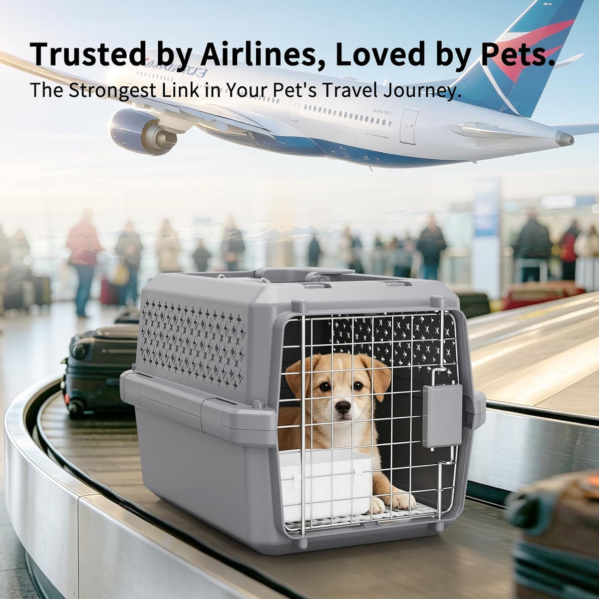 Airline-Approved Pet Carrier: Hard-Sided Crate for Cats & Dogs