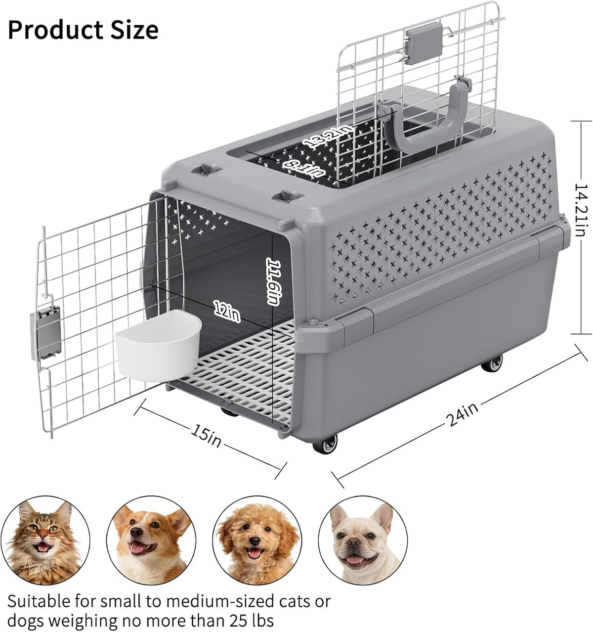 Airline-Approved Pet Carrier: Hard-Sided Crate for Cats & Dogs