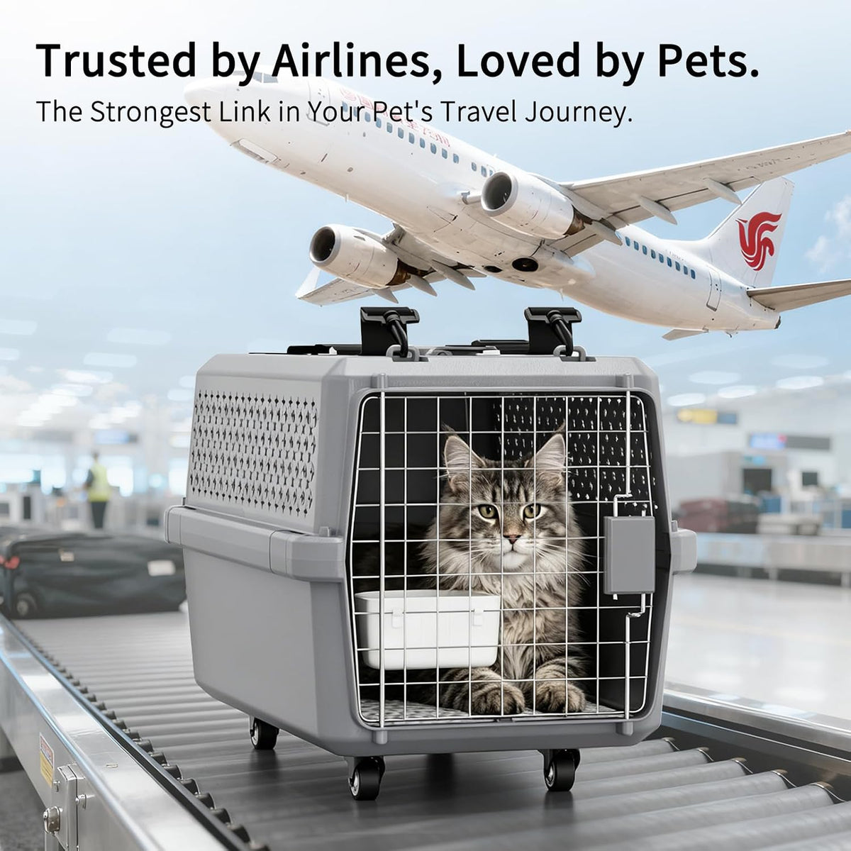 Airline-Approved Pet Carrier: Hard-Sided Crate for Cats & Dogs