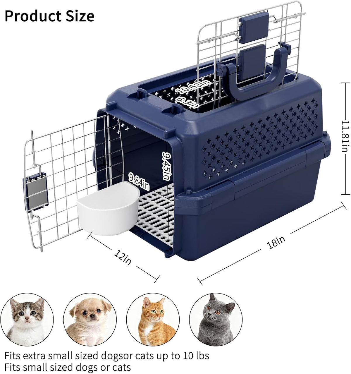 Airline-Approved Pet Carrier: Hard-Sided Crate for Cats & Dogs