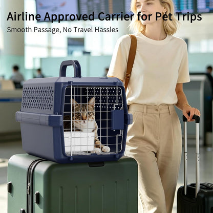 Airline-Approved Pet Carrier: Hard-Sided Crate for Cats & Dogs