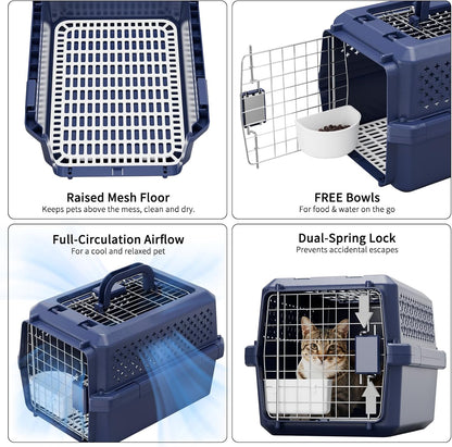 Airline-Approved Pet Carrier: Hard-Sided Crate for Cats & Dogs