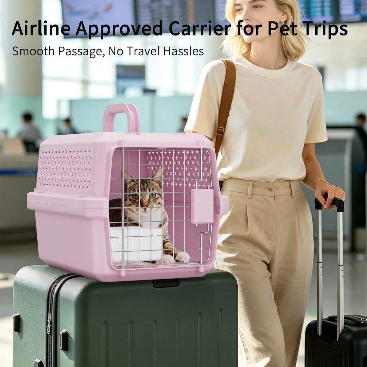 Airline-Approved Pet Carrier: Hard-Sided Crate for Cats & Dogs