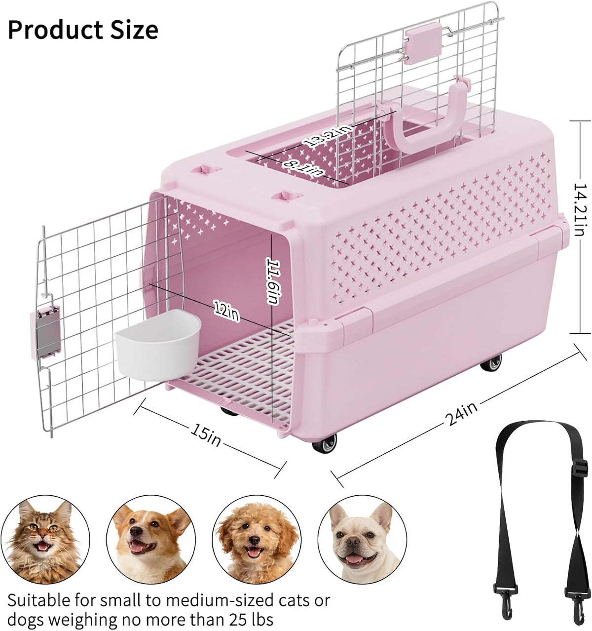Airline-Approved Pet Carrier: Hard-Sided Crate for Cats & Dogs