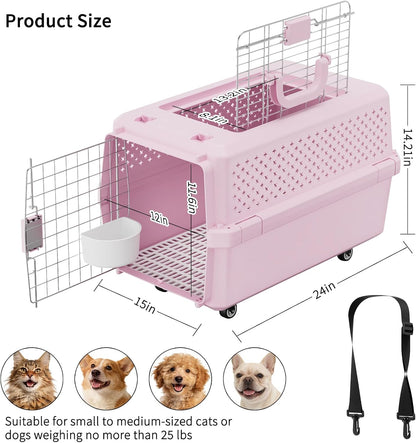 Airline-Approved Pet Carrier: Hard-Sided Crate for Cats & Dogs
