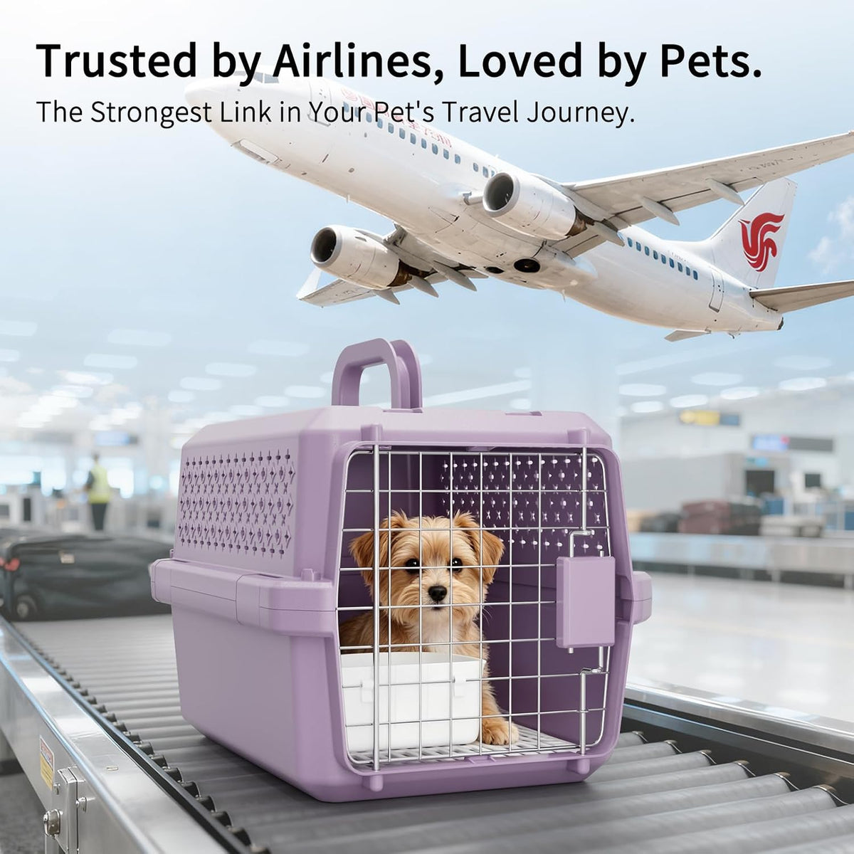 Airline-Approved Pet Carrier: Hard-Sided Crate for Cats & Dogs