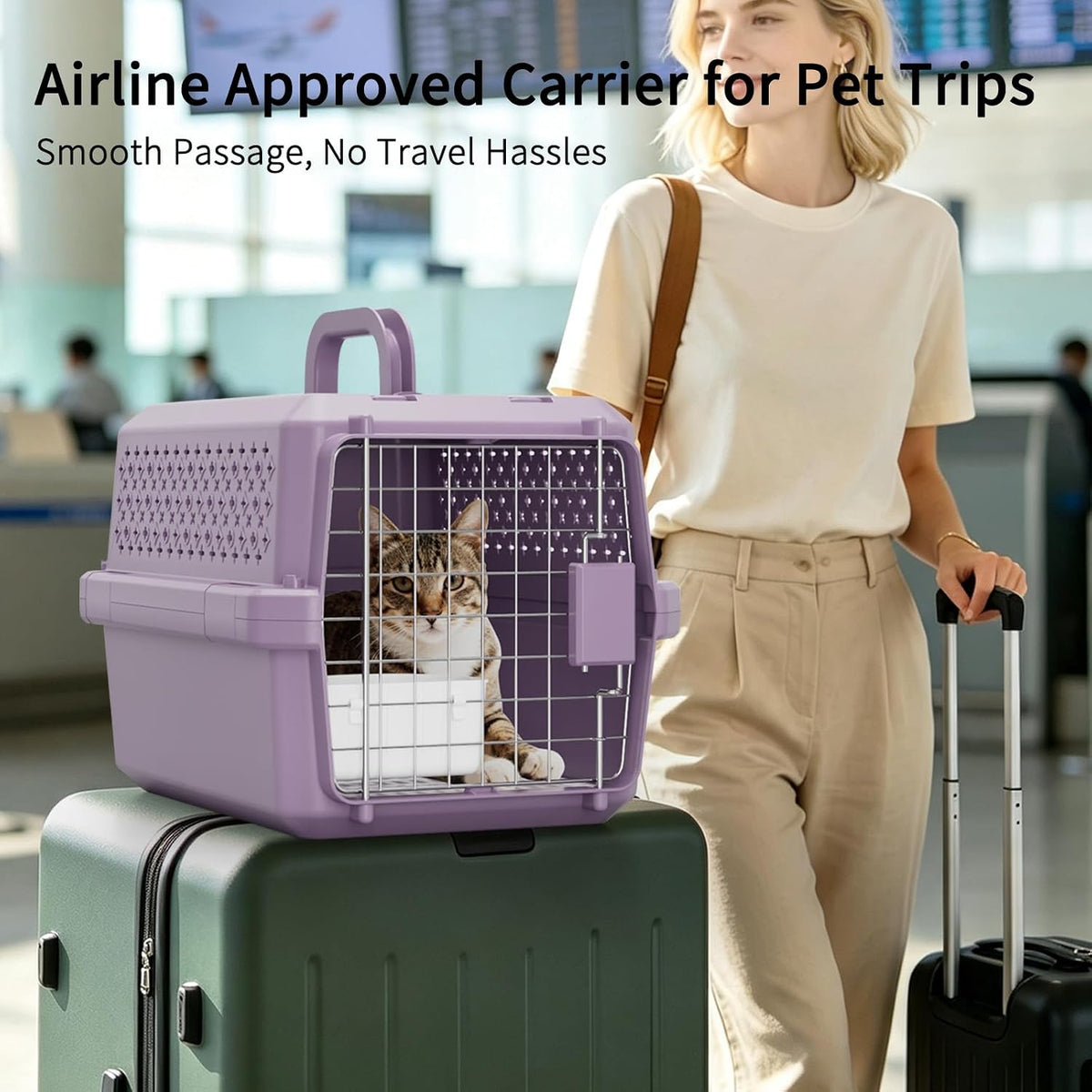 Airline-Approved Pet Carrier: Hard-Sided Crate for Cats & Dogs