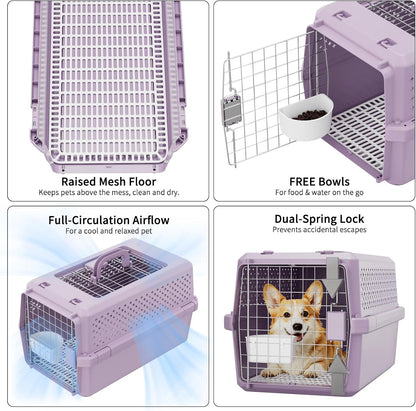 Airline-Approved Pet Carrier: Hard-Sided Crate for Cats & Dogs