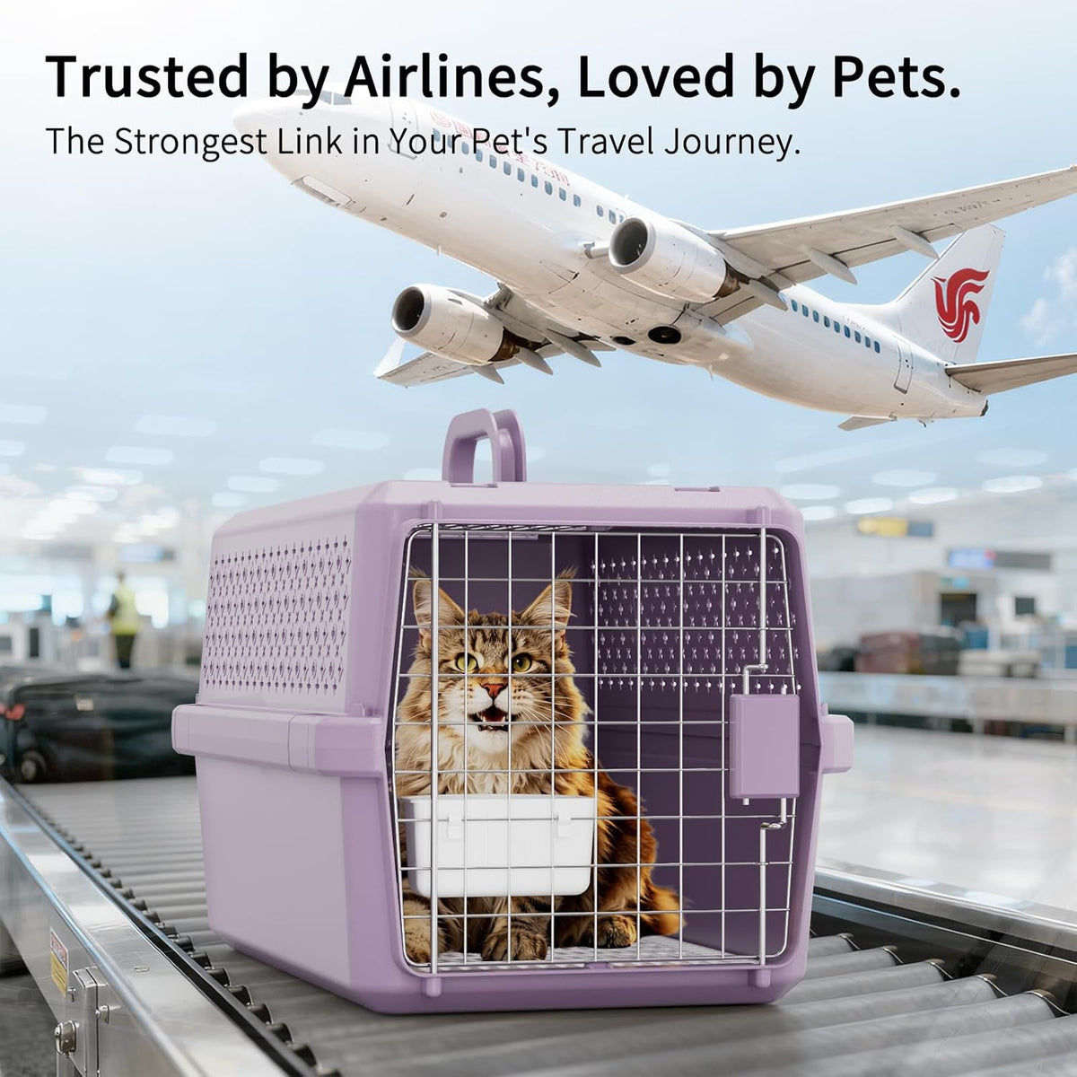 Airline-Approved Pet Carrier: Hard-Sided Crate for Cats & Dogs