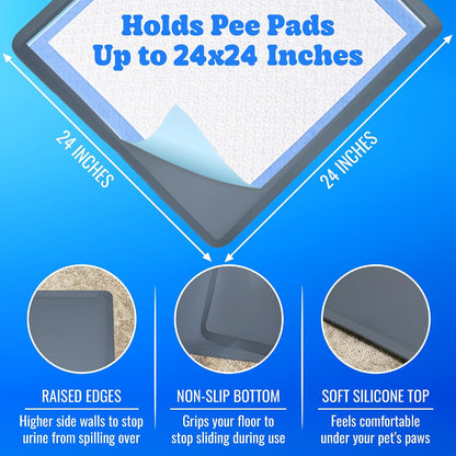 Dog Pee Pad Holder - Fits Up to 24” x 24” Pee Pad - - Dark Grey