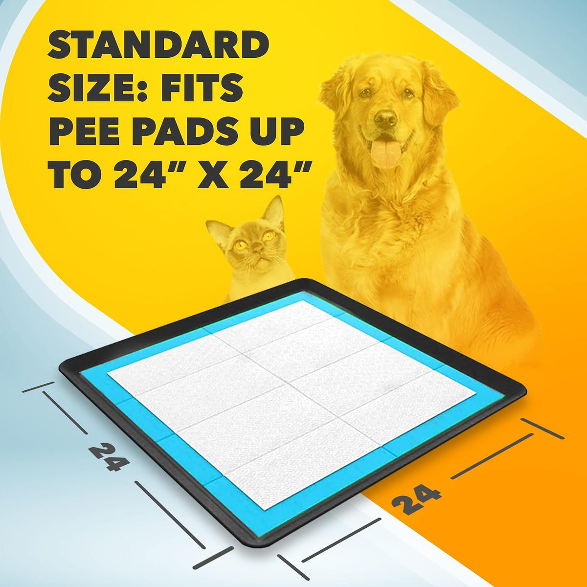 Dog Pee Pad Holder - Fits Up to 24” x 24” Pee Pad - - Dark Grey