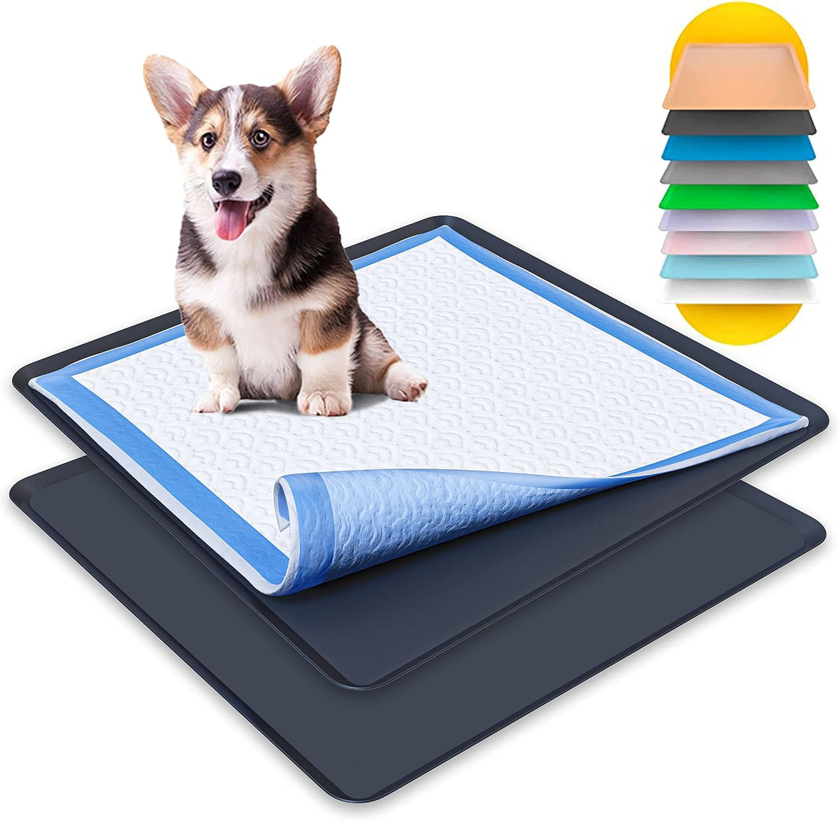 Dog Pee Pad Holder - Fits Up to 24” x 24” Pee Pad - - Dark Grey