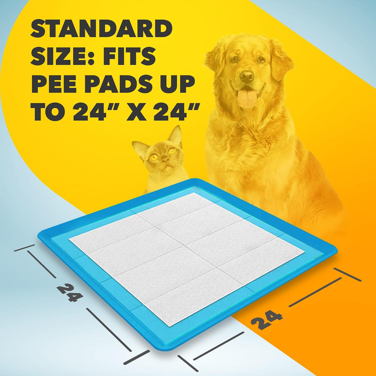 Dog Pee Pad Holder - Fits Up to 24” x 24” Pee Pad - - Dark Grey