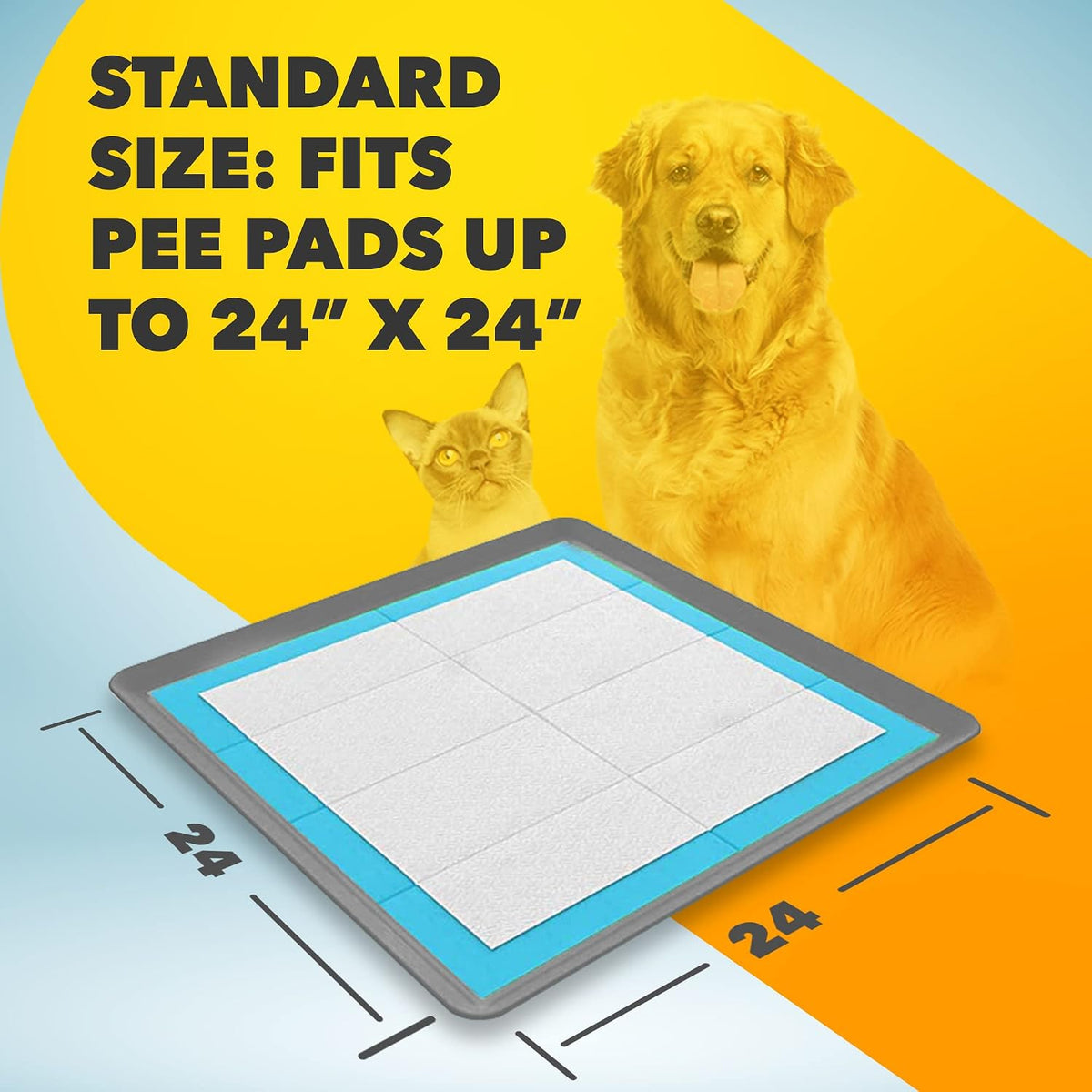 Dog Pee Pad Holder - Fits Up to 24” x 24” Pee Pad - - Dark Grey