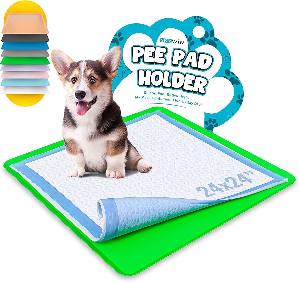Dog Pee Pad Holder - Fits Up to 24” x 24” Pee Pad - - Dark Grey