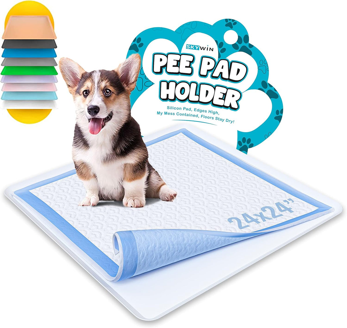 Dog Pee Pad Holder - Fits Up to 24” x 24” Pee Pad - - Dark Grey