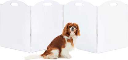 Clear Acrylic Freestanding Dog Gates for the House – Folding 3-Panel Pet Gates for Doorways, Indoor Stairs, and Hallways, Transparent Barrier for Dogs, Puppies, and Cats