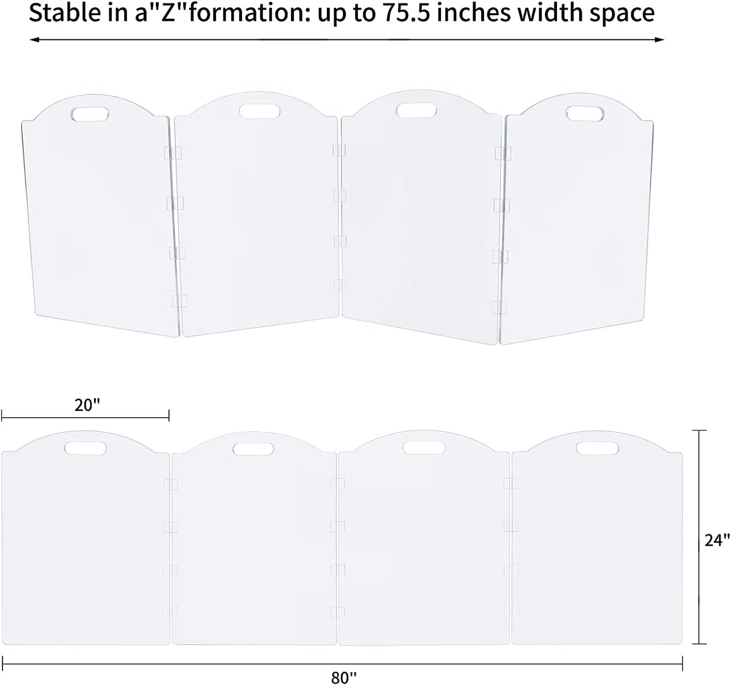 Clear Acrylic Freestanding Dog Gates for the House – Folding 3-Panel Pet Gates for Doorways, Indoor Stairs, and Hallways, Transparent Barrier for Dogs, Puppies, and Cats