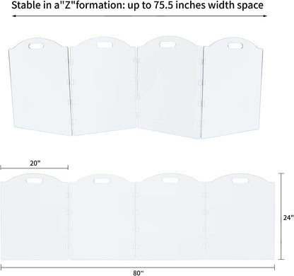 Clear Acrylic Freestanding Dog Gates for the House – Folding 3-Panel Pet Gates for Doorways, Indoor Stairs, and Hallways, Transparent Barrier for Dogs, Puppies, and Cats