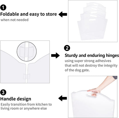 Clear Acrylic Freestanding Dog Gates for the House – Folding 3-Panel Pet Gates for Doorways, Indoor Stairs, and Hallways, Transparent Barrier for Dogs, Puppies, and Cats