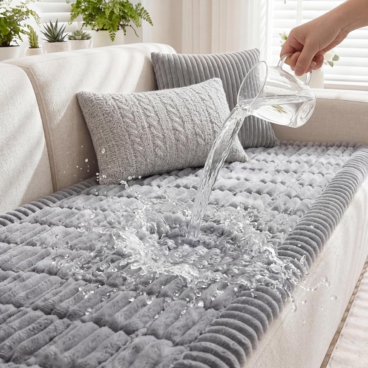 Waterproof Flannel Dog Couch Cover, 27.6" x 59", Light Gray