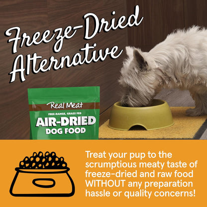 TRMC Real Meat Air Dried Dog Food w/Real Beef - 2lb Bag of USA-Crafted Grain-Free Real Meat Dog Food Sourced from Hormone-Free, Free-Range, Grass-Fed Beef - Digestible, All Natural, High Protein Beef