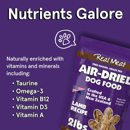 TRMC Real Meat Air Dried Dog Food w/Real Beef - 2lb Bag of USA-Crafted Grain-Free Real Meat Dog Food Sourced from Hormone-Free, Free-Range, Grass-Fed Beef - Digestible, All Natural, High Protein Beef