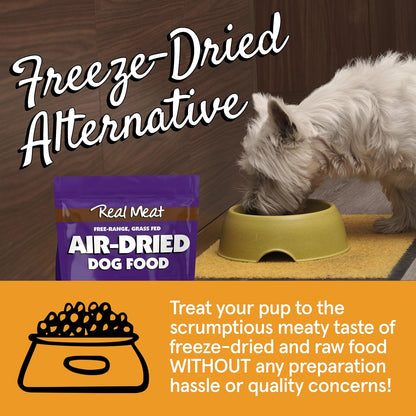 TRMC Real Meat Air Dried Dog Food w/Real Beef - 2lb Bag of USA-Crafted Grain-Free Real Meat Dog Food Sourced from Hormone-Free, Free-Range, Grass-Fed Beef - Digestible, All Natural, High Protein Beef
