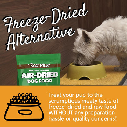 TRMC Real Meat Air Dried Dog Food w/Real Beef - 2lb Bag of USA-Crafted Grain-Free Real Meat Dog Food Sourced from Hormone-Free, Free-Range, Grass-Fed Beef - Digestible, All Natural, High Protein Beef