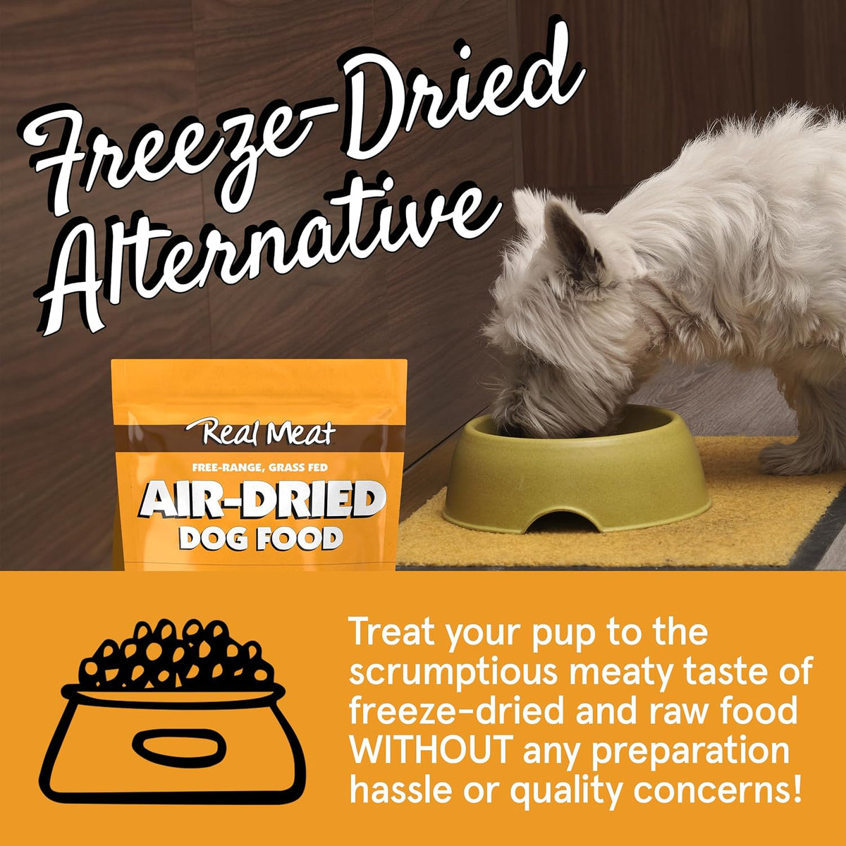 TRMC Real Meat Air Dried Dog Food w/Real Beef - 2lb Bag of USA-Crafted Grain-Free Real Meat Dog Food Sourced from Hormone-Free, Free-Range, Grass-Fed Beef - Digestible, All Natural, High Protein Beef