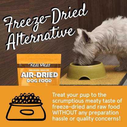 TRMC Real Meat Air Dried Dog Food w/Real Beef - 2lb Bag of USA-Crafted Grain-Free Real Meat Dog Food Sourced from Hormone-Free, Free-Range, Grass-Fed Beef - Digestible, All Natural, High Protein Beef