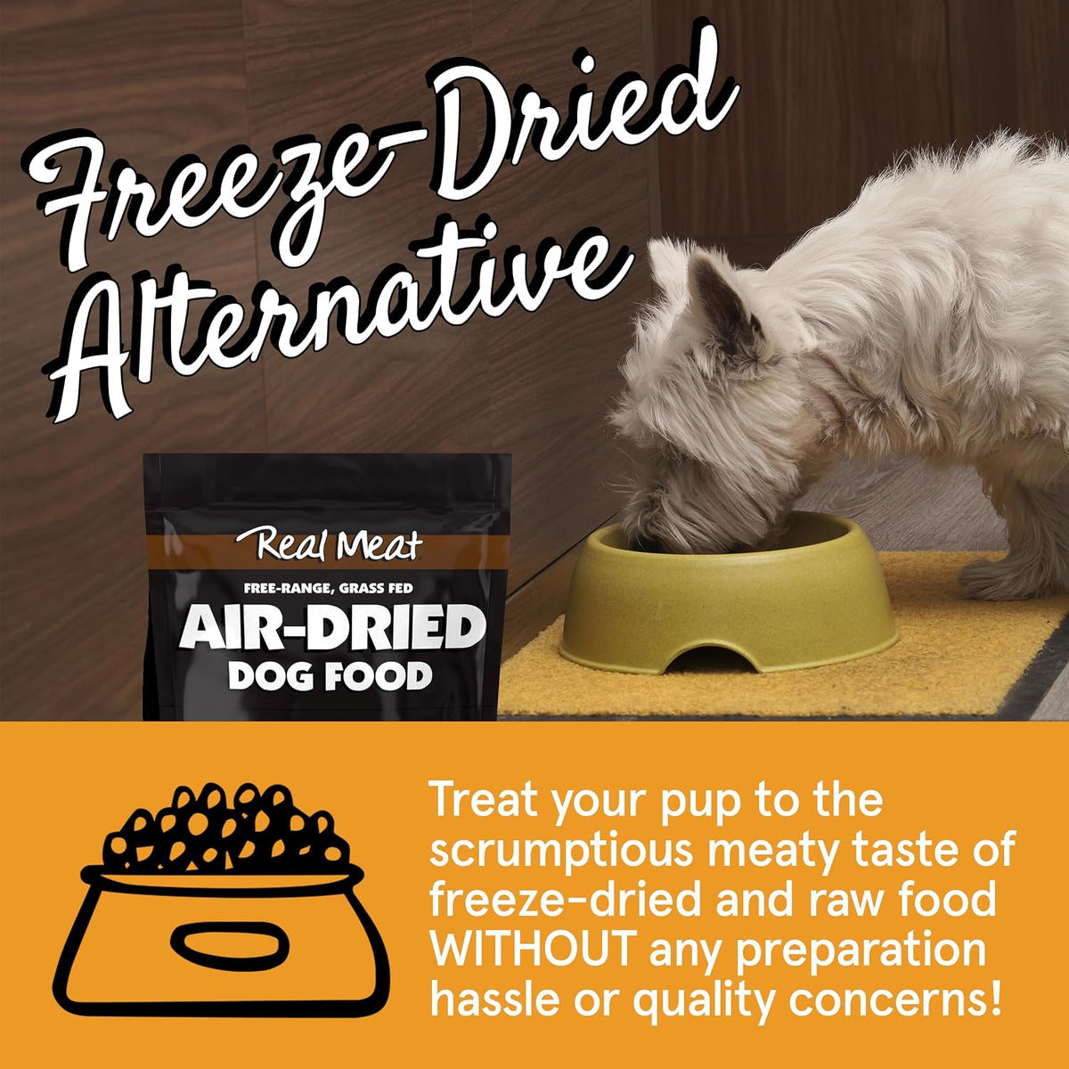 TRMC Real Meat Air Dried Dog Food w/Real Beef - 2lb Bag of USA-Crafted Grain-Free Real Meat Dog Food Sourced from Hormone-Free, Free-Range, Grass-Fed Beef - Digestible, All Natural, High Protein Beef