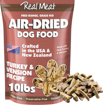TRMC Real Meat Air Dried Dog Food w/Real Beef - 2lb Bag of USA-Crafted Grain-Free Real Meat Dog Food Sourced from Hormone-Free, Free-Range, Grass-Fed Beef - Digestible, All Natural, High Protein Beef