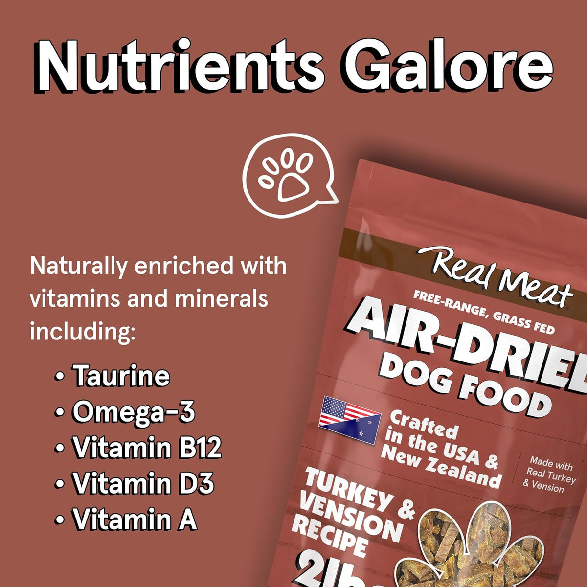 TRMC Real Meat Air Dried Dog Food w/Real Beef - 2lb Bag of USA-Crafted Grain-Free Real Meat Dog Food Sourced from Hormone-Free, Free-Range, Grass-Fed Beef - Digestible, All Natural, High Protein Beef