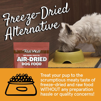 TRMC Real Meat Air Dried Dog Food w/Real Beef - 2lb Bag of USA-Crafted Grain-Free Real Meat Dog Food Sourced from Hormone-Free, Free-Range, Grass-Fed Beef - Digestible, All Natural, High Protein Beef