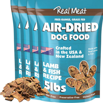 TRMC Real Meat Air Dried Dog Food w/Real Beef - 2lb Bag of USA-Crafted Grain-Free Real Meat Dog Food Sourced from Hormone-Free, Free-Range, Grass-Fed Beef - Digestible, All Natural, High Protein Beef