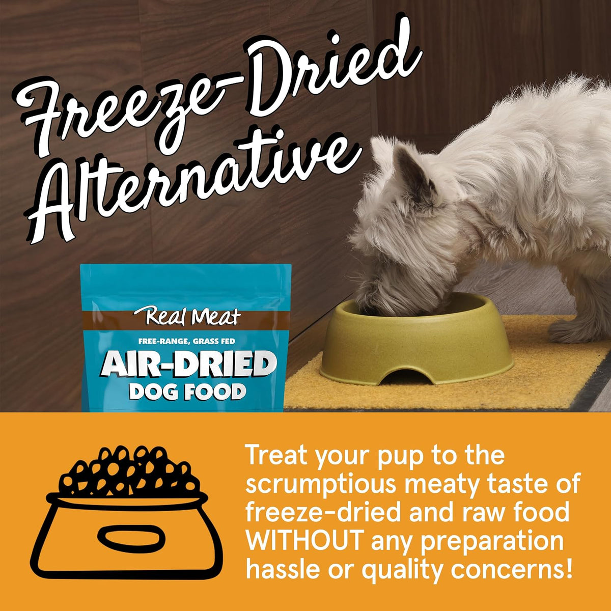 TRMC Real Meat Air Dried Dog Food w/Real Beef - 2lb Bag of USA-Crafted Grain-Free Real Meat Dog Food Sourced from Hormone-Free, Free-Range, Grass-Fed Beef - Digestible, All Natural, High Protein Beef