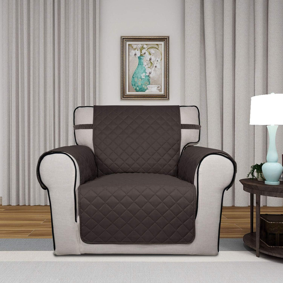 Reversible Quilted Sofa Cover Dog Couch Covers for Sofa, 66 in | Gray/Light Gray, Water Resistant Couch Protector, Washable Pet Couch Cover with Non Slip and Elastic Straps For Kids - Colors A