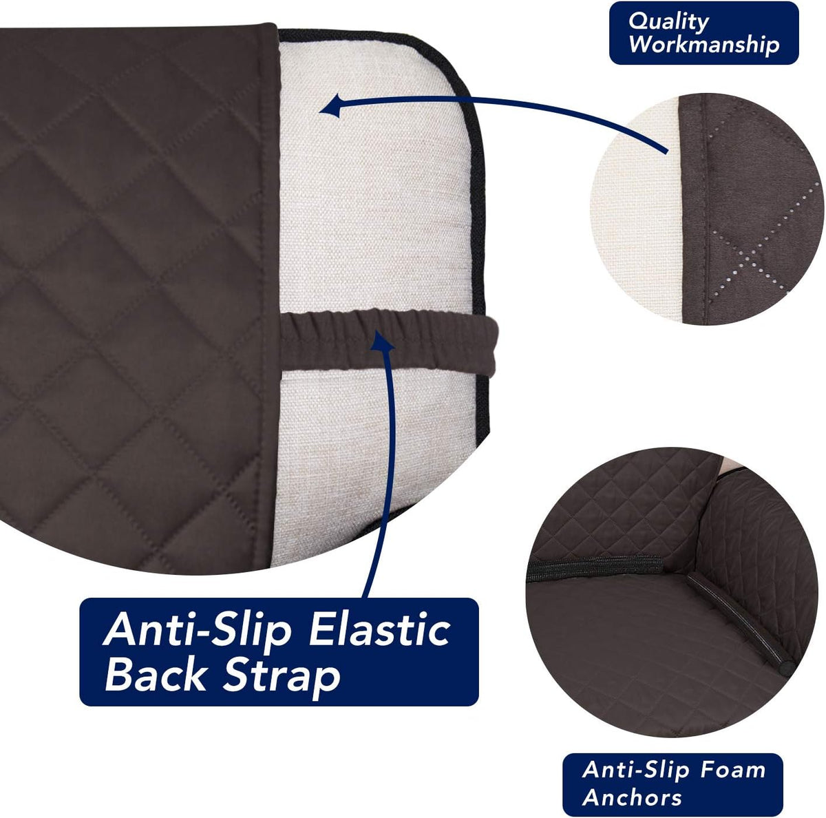 Reversible Quilted Sofa Cover Dog Couch Covers for Sofa, 66 in | Gray/Light Gray, Water Resistant Couch Protector, Washable Pet Couch Cover with Non Slip and Elastic Straps For Kids - Colors A