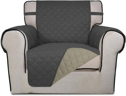 Reversible Quilted Sofa Cover Dog Couch Covers for Sofa, 66 in | Gray/Light Gray, Water Resistant Couch Protector, Washable Pet Couch Cover with Non Slip and Elastic Straps For Kids - Colors A